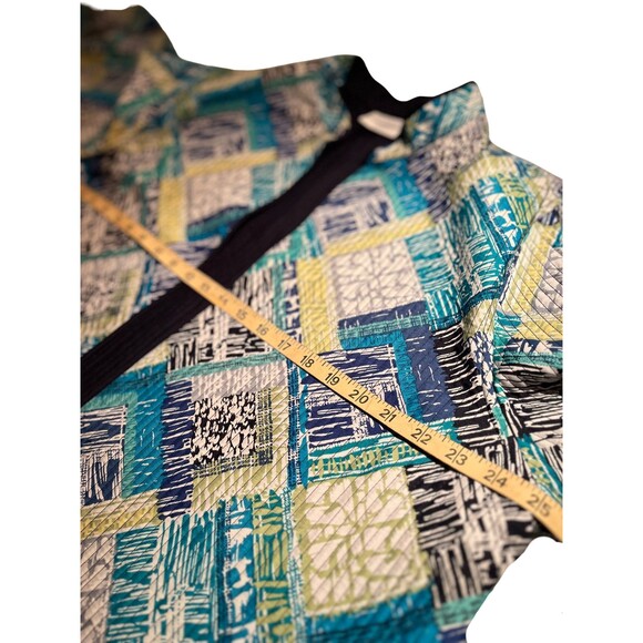 Alfred Dunner Jacket Blazer Blue Yellow Quilted Cottagecore Cabincore Plus 18 - Picture 9 of 12